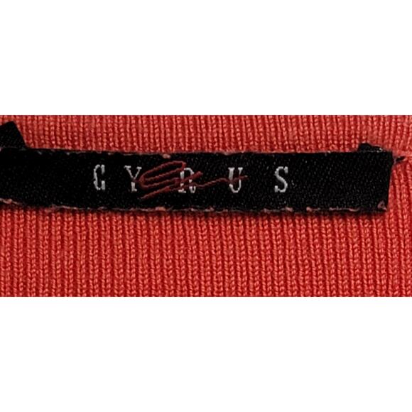 Cyrus Orange Braided Sleeves V Neck Ribbed Sweater Top Large Lightweight Soft - Picture 3 of 7